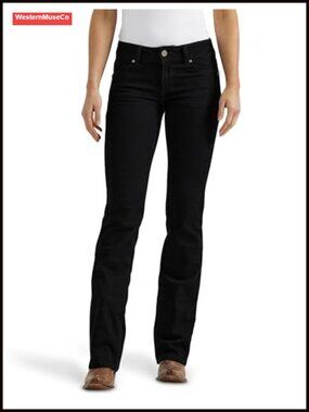 Women's Mid Rise Stretch Boot Cut Jeans Western Embroidered Five Pocket